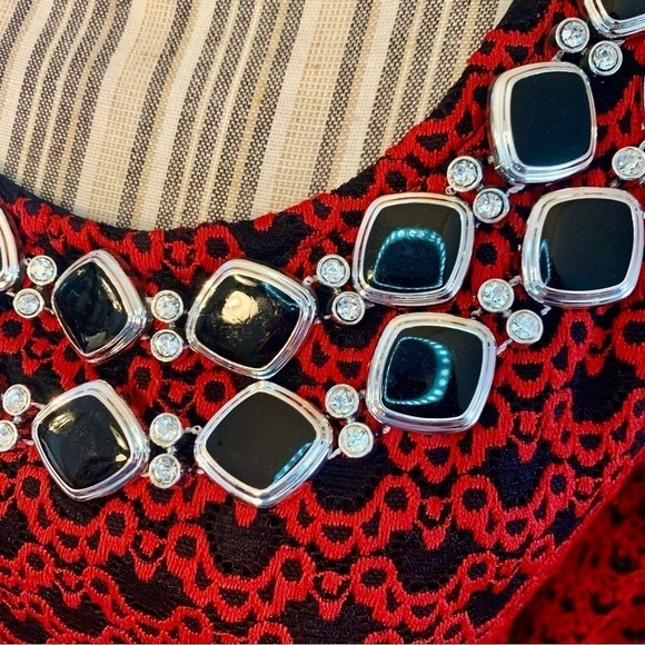 Tunic Top Large La Vanya Embroidered Lace Red Black Beaded Embellishments Classy - Picture 6 of 16